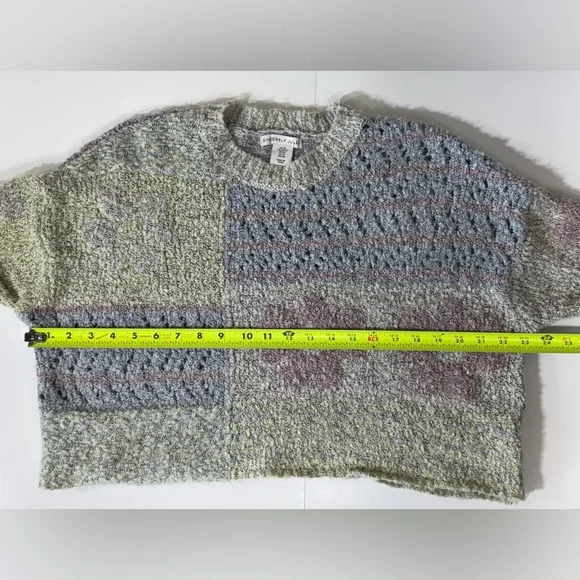 Sincerely Jules Cropped Length Wool Blend Patchwork Sweater Women's XS Pastel - Picture 6 of 7
